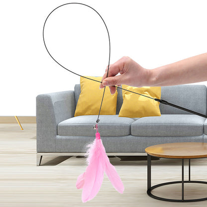 Fluffy Feather Interactive Pet Cat Teaser Cat Feather Wand | Purrfect Pet Haven
