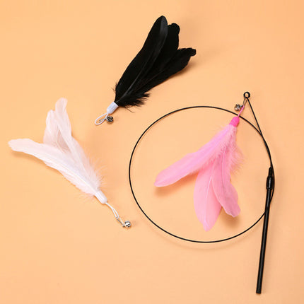 Fluffy Feather Interactive Pet Cat Teaser Cat Feather Wand