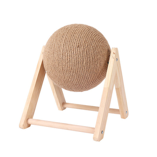 Cat Wooden Scratching Post Interactive Sisal Pet Scratching Ball | Purrfect Pet Haven