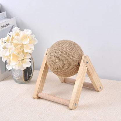Cat Wooden Scratching Post Interactive Sisal Pet Scratching Ball | Purrfect Pet Haven