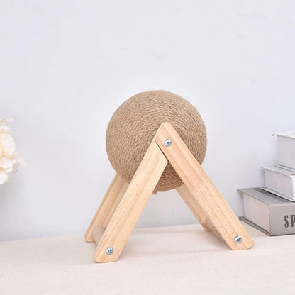Cat Wooden Scratching Post Interactive Sisal Pet Scratching Ball | Purrfect Pet Haven