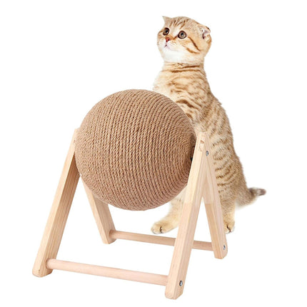 Cat Wooden Scratching Post Interactive Sisal Pet Scratching Ball