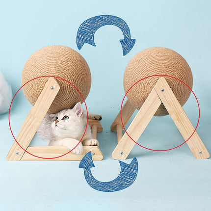 Cat Wooden Scratching Post Interactive Sisal Pet Scratching Ball