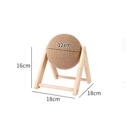 Cat Wooden Scratching Post Interactive Sisal Pet Scratching Ball | Purrfect Pet Haven