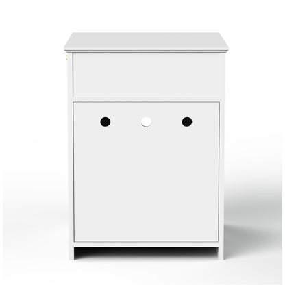 Hidden Box Cat End Table Wooden Night Stand Enclosed Pet Litterbox- White