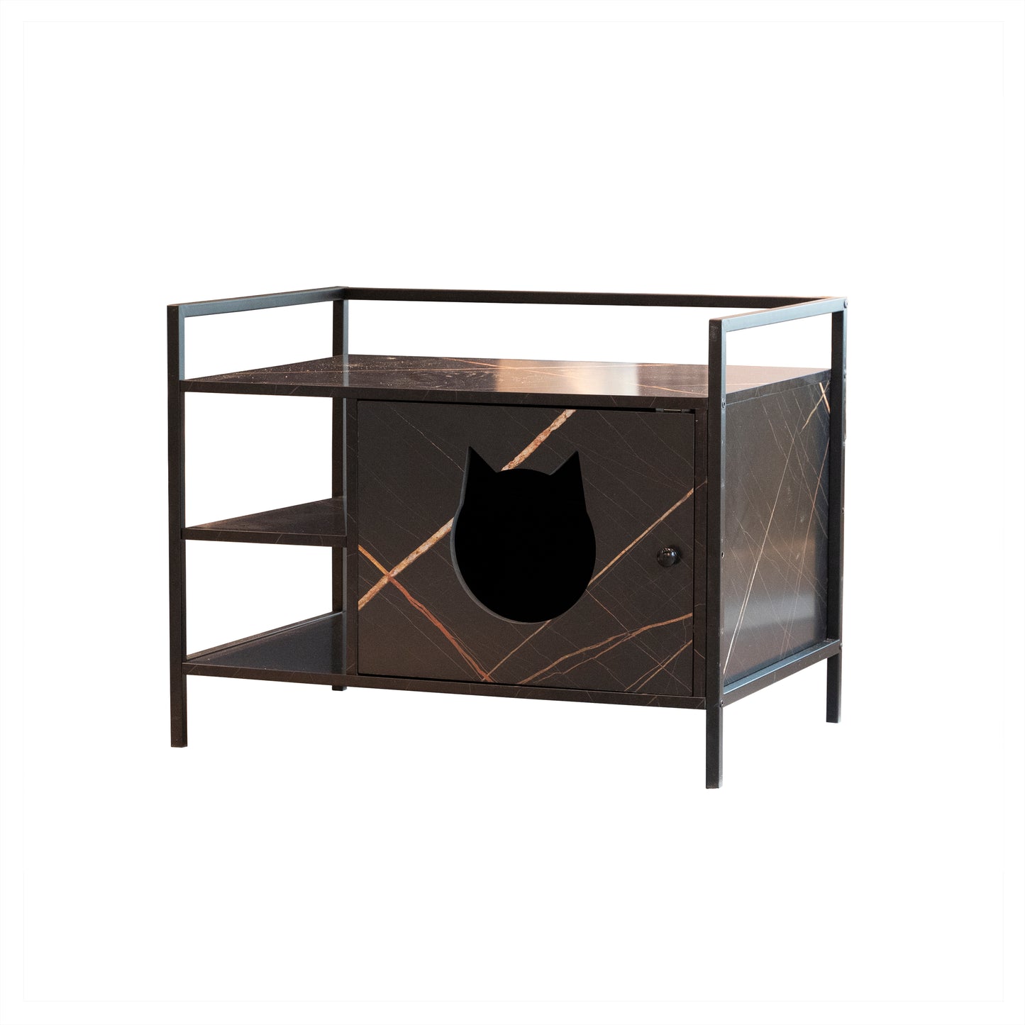 Cat Litter Box Enclosure Wooden Hidden Washroom and Toilet - Antique Black | Purrfect Pet Haven