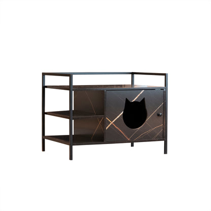 Cat Litter Box Enclosure Wooden Hidden Washroom and Toilet - Antique Black | Purrfect Pet Haven