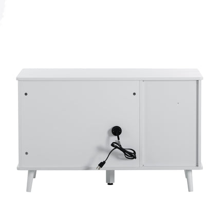 3 Door Hidden Cat Enclosure Box Furniture Side Table with Hidden Plug- White