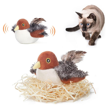 Interactive Simulated Bird Toy for Cats Realistic Design - Non-Removable Battery Powered