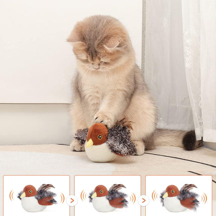 Interactive Simulated Bird Toy for Cats Realistic Design - Non-Removable Battery Powered