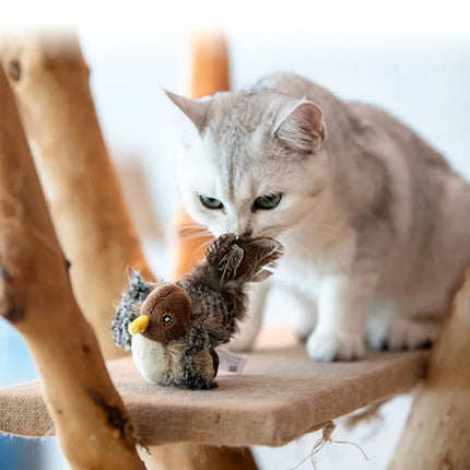 Interactive Simulated Bird Toy for Cats Realistic Design - Non-Removable Battery Powered