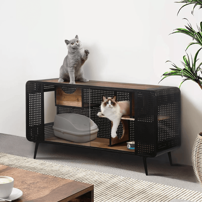 Stylish and Functional Cat House with Tempered Glass | Purrfect Pet Haven