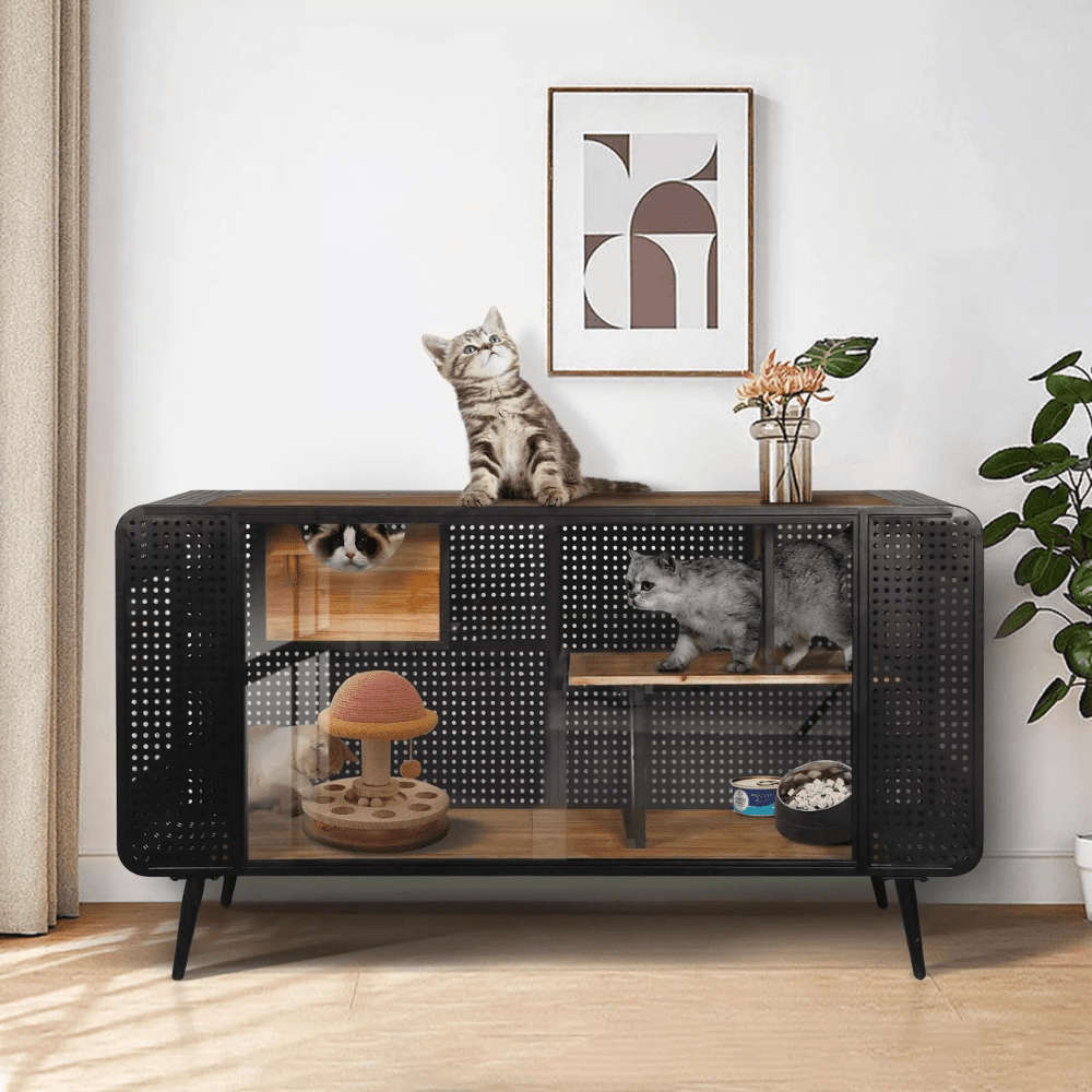 Stylish and Functional Cat House with Tempered Glass | Purrfect Pet Haven