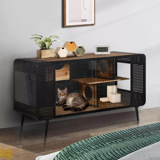 Stylish and Functional Cat House with Tempered Glass | Purrfect Pet Haven