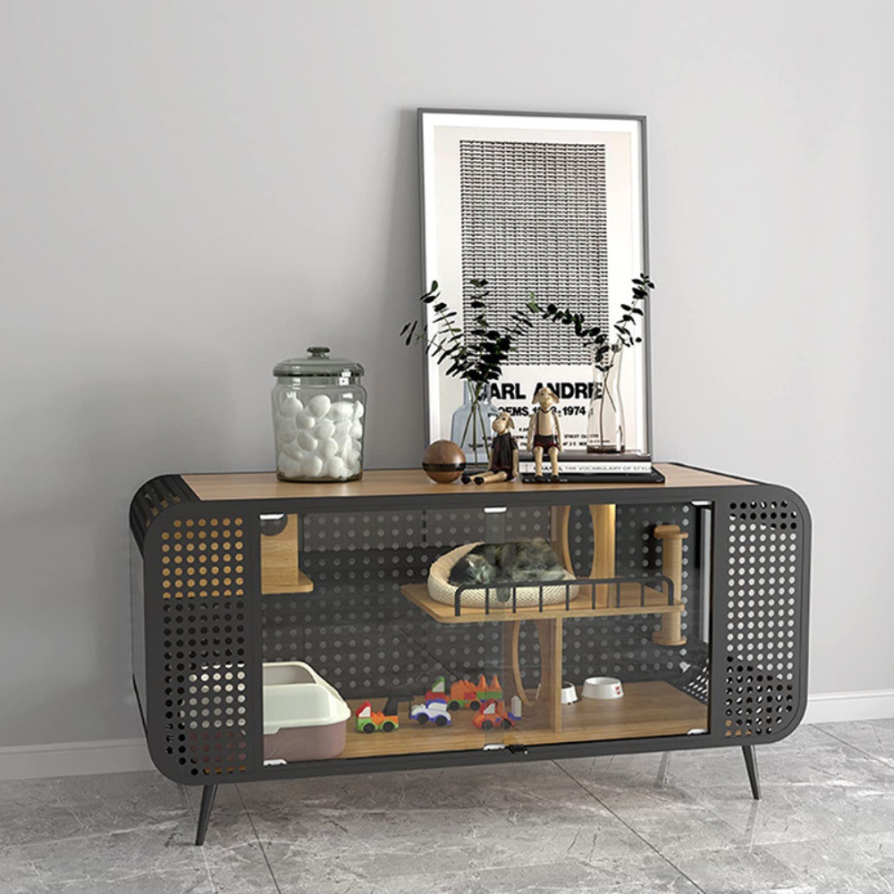 Stylish and Functional Cat House with Tempered Glass | Purrfect Pet Haven