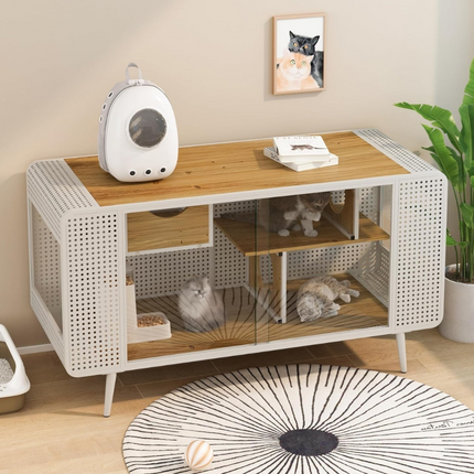 Spacious Cat House with Tempered Glass