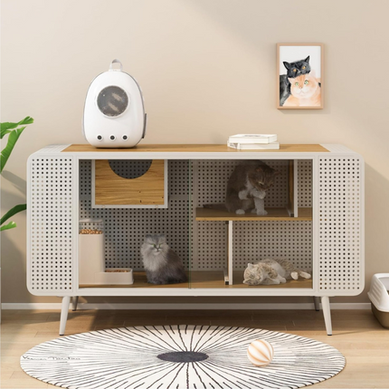 Spacious Cat House with Tempered Glass