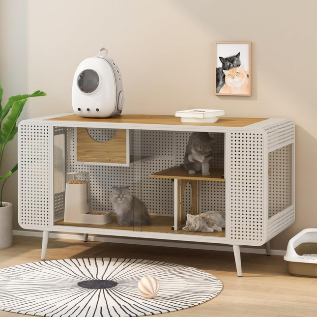 Spacious Cat House with Tempered Glass