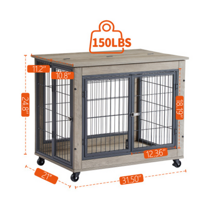 Stylish Dog Crate Side Table on Wheels