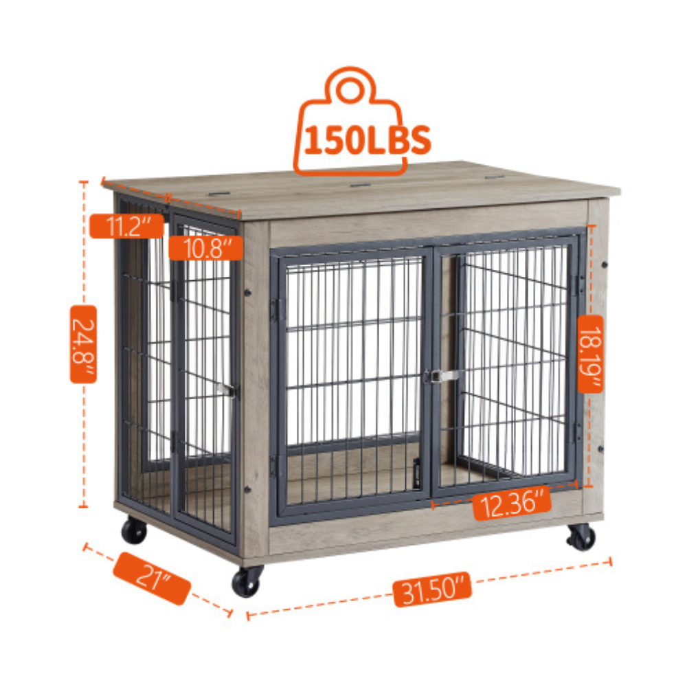 Stylish Dog Crate Side Table on Wheels | Purrfect Pet Haven