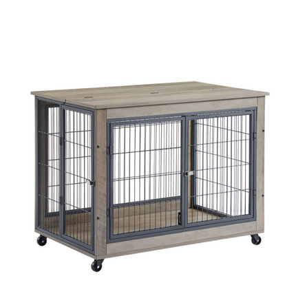 Stylish Dog Crate Side Table on Wheels