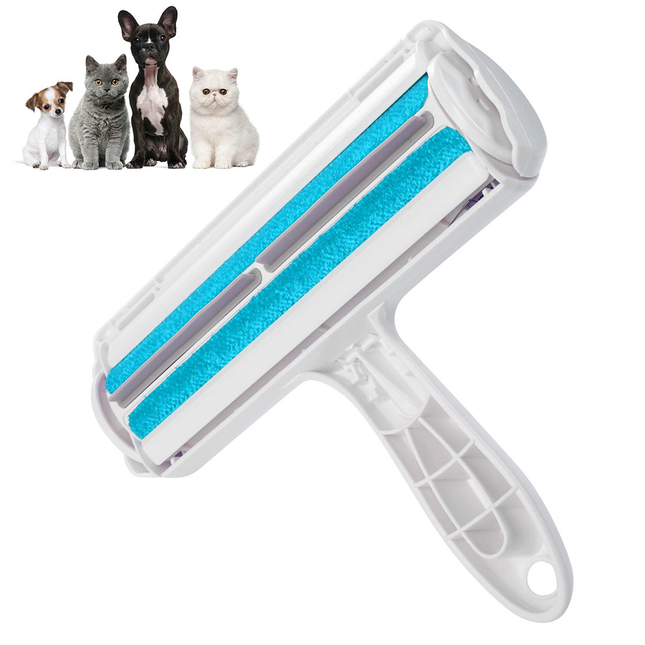 One-Handed Lint Removal Pet Hair Remover Roller - Blue