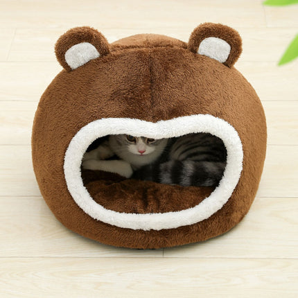 Funny Cat Bed Warm Pet House Soft Long Plush Kitten Tent Cave