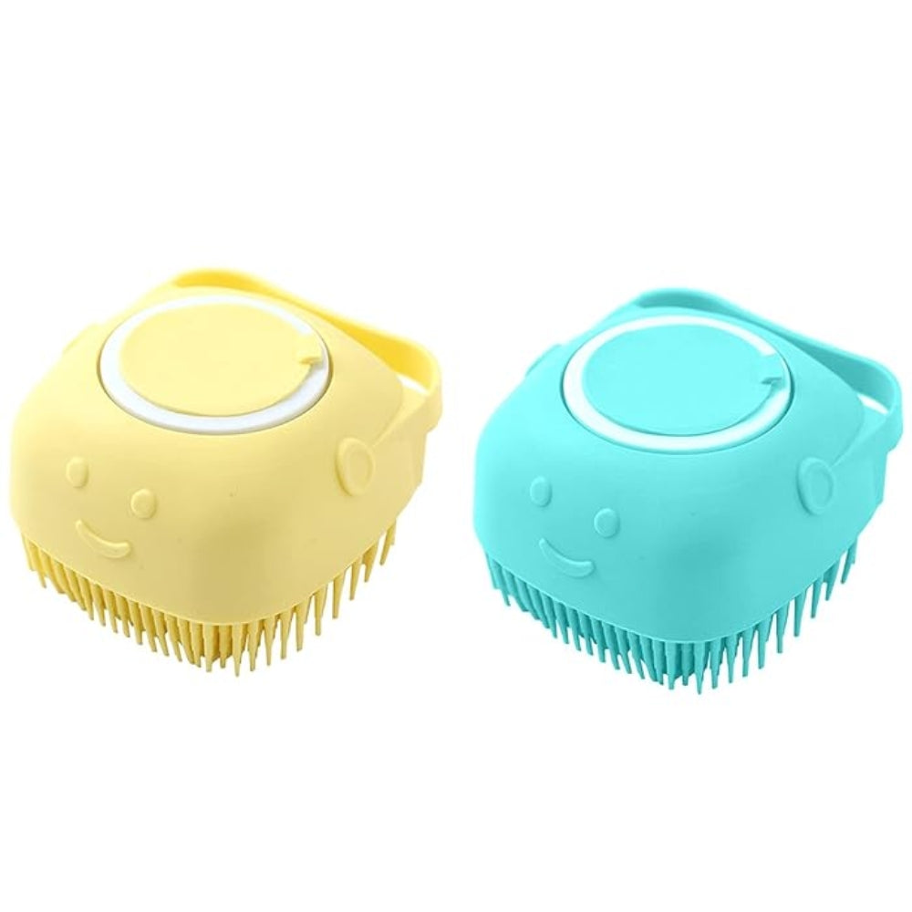 Dog Bathing Brush Pet Massage Brush Shampoo Dispenser Soft Silicone Brush | Purrfect Pet Haven
