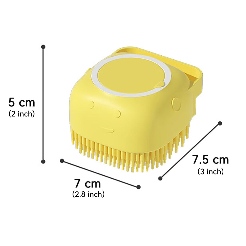 Dog Bathing Brush Pet Massage Brush Shampoo Dispenser Soft Silicone Brush | Purrfect Pet Haven