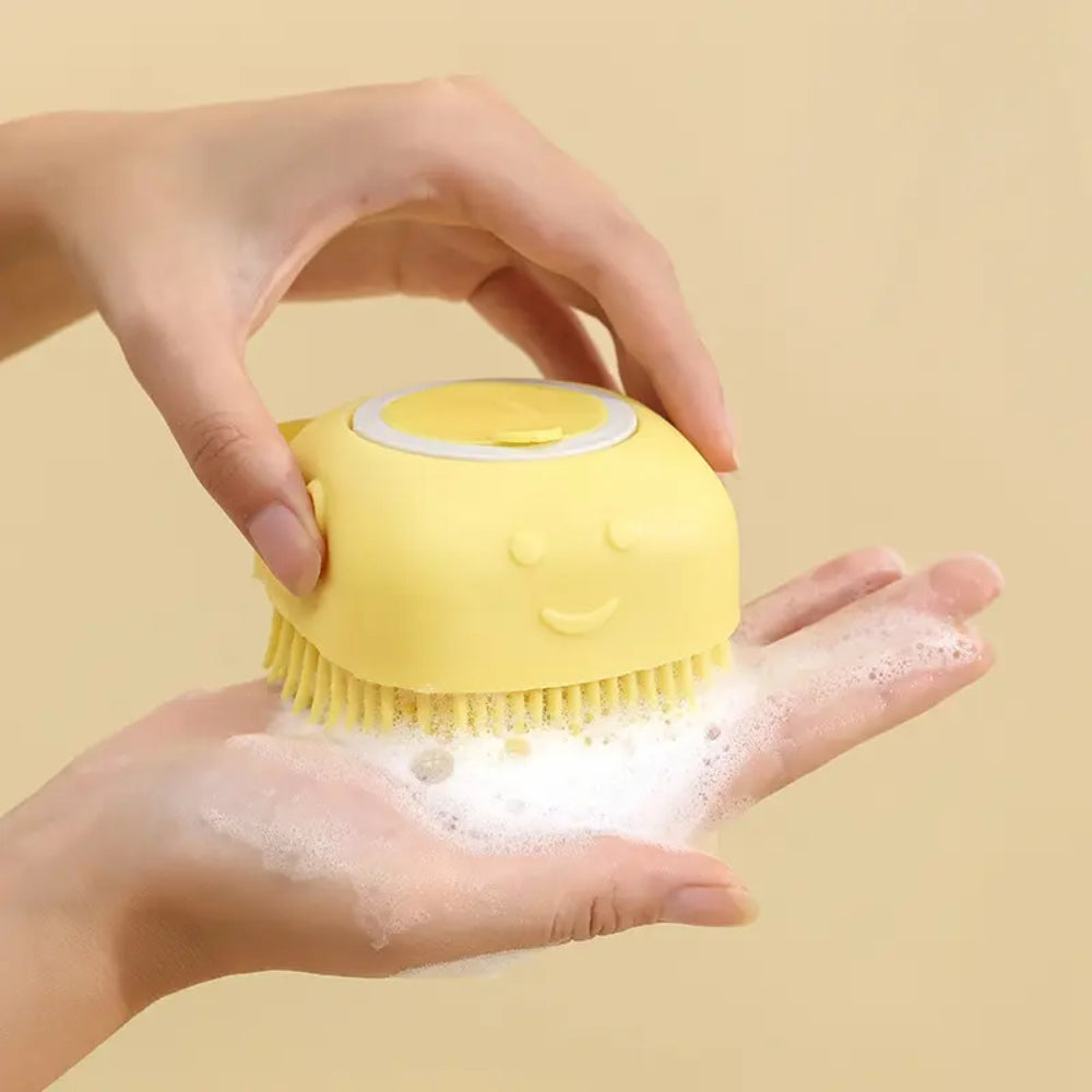 Dog Bathing Brush Pet Massage Brush Shampoo Dispenser Soft Silicone Brush | Purrfect Pet Haven