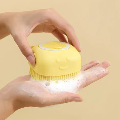 Dog Bathing Brush Pet Massage Brush Shampoo Dispenser Soft Silicone Brush | Purrfect Pet Haven