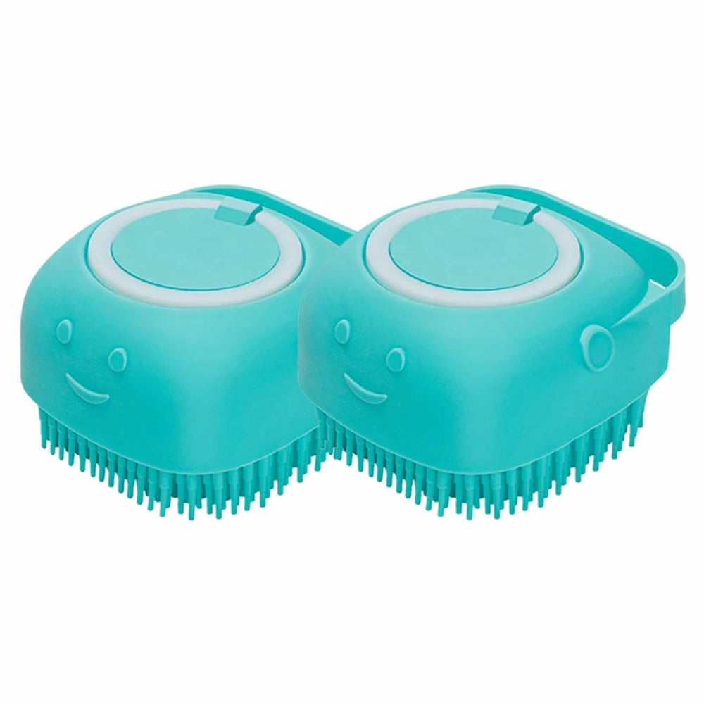 Dog Bathing Brush Pet Massage Brush Shampoo Dispenser Soft Silicone Brush | Purrfect Pet Haven