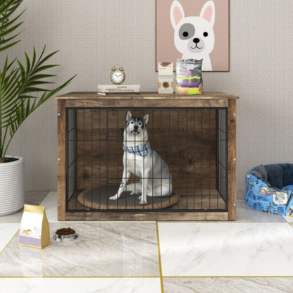Stylish Wooden Dog Crate Furniture with Double Doors Large | Purrfect Pet Haven