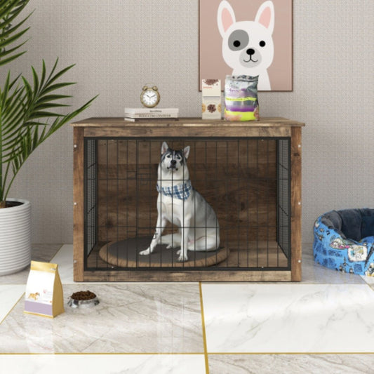 Stylish Wooden Dog Crate Furniture with Double Doors Large | Purrfect Pet Haven