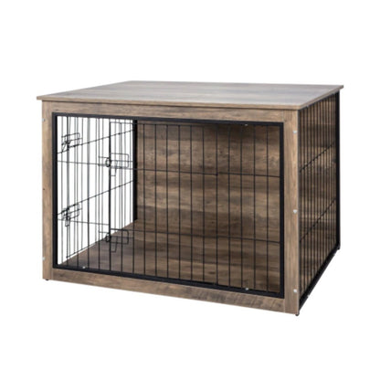 Stylish Wooden Dog Crate Furniture with Double Doors Large | Purrfect Pet Haven