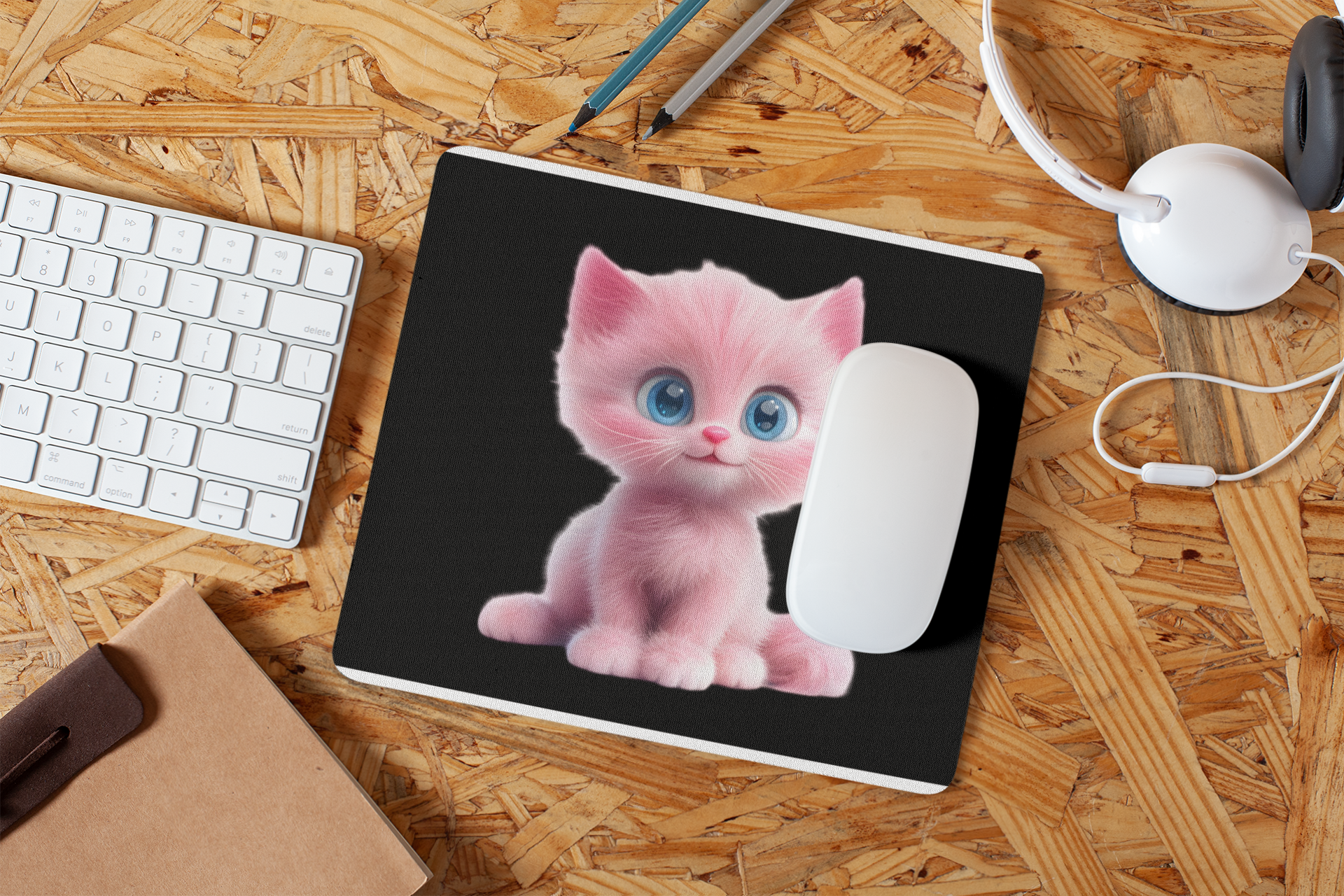 Cute Pink Cat Gaming Mouse Pad - Adorable Desk Accessory for Animal Lovers | Purrfect Pet Haven