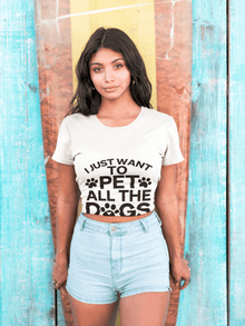 I Just Want to Pet All the Dogs Unisex Cotton Tee - Perfect Gift for Dog Lovers | Purrfect Pet Haven