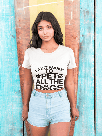 I Just Want to Pet All the Dogs Unisex Cotton Tee - Perfect Gift for Dog Lovers | Purrfect Pet Haven