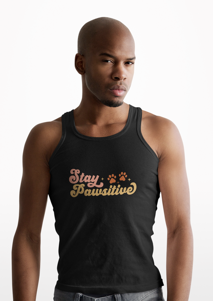 Cute Pet Lover Tank Top, Stay Pawsitive Tank, Funny Dog Lover Shirt