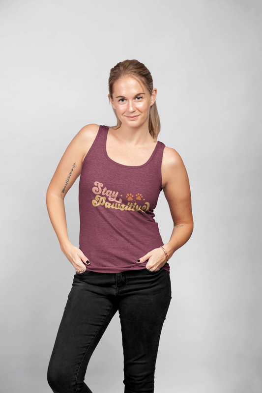 Cute Pet Lover Tank Top, Stay Pawsitive Tank, Funny Dog Lover Shirt