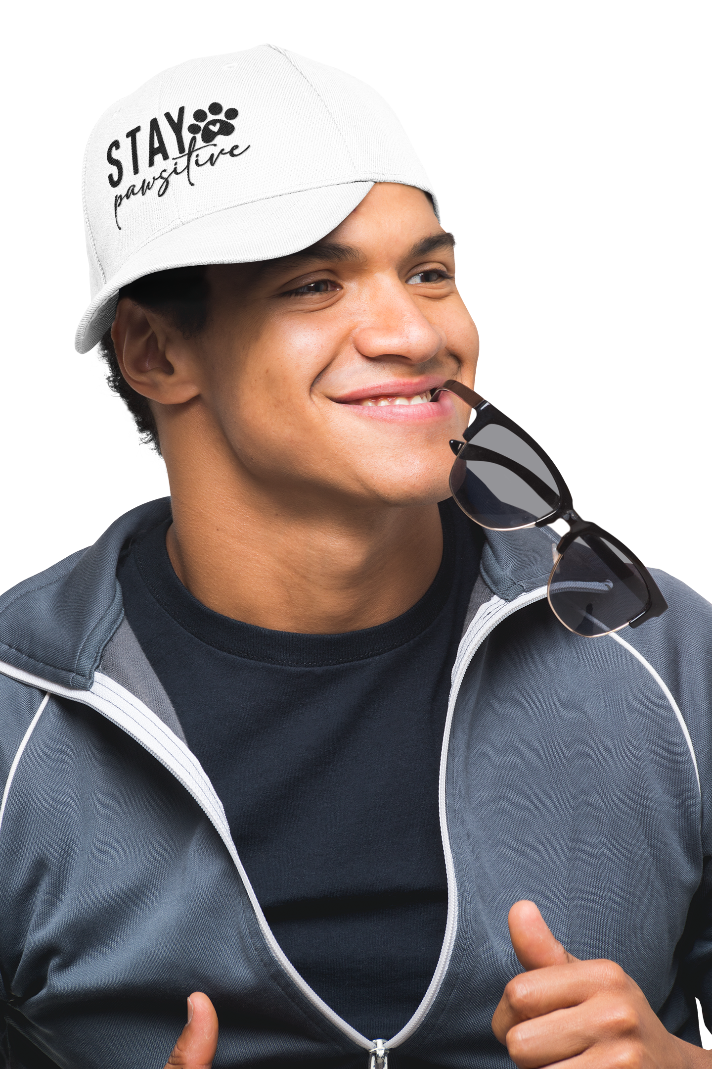 Stay Pawsitive Embroidered Dad Cap - Inspirational Pet Lover Baseball Hat