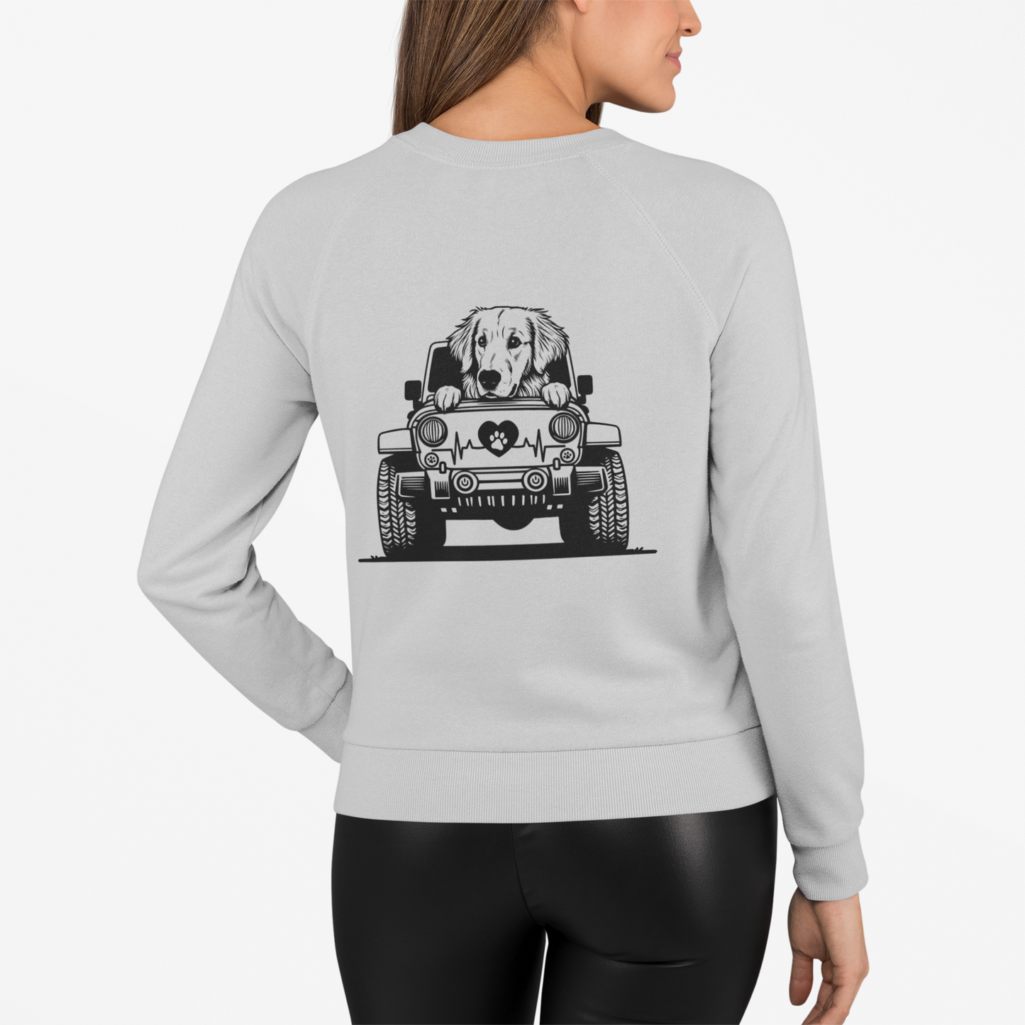 Golden Retriever Jeep Sweatshirt - Dog Lover's Heavy Blend