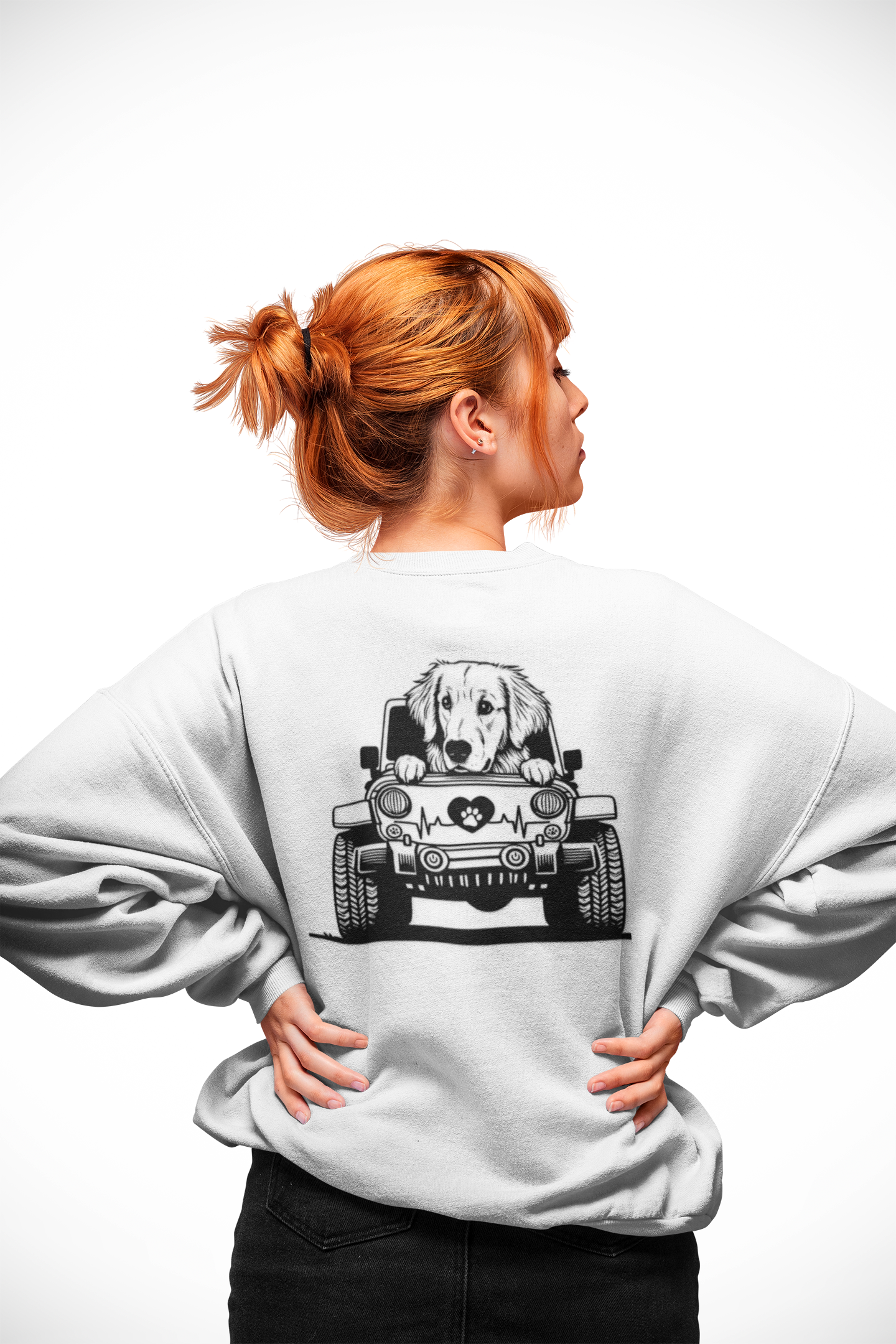 Golden Retriever Jeep Sweatshirt - Dog Lover's Heavy Blend