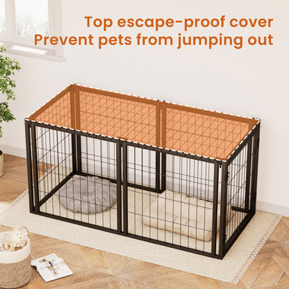 Black Iron 48 Inch Wide Front or Side Door Access Indoor Dog Cage