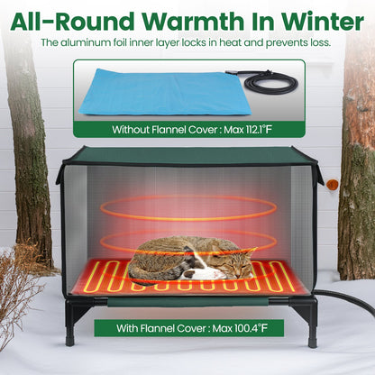 Cat House Heated Outdoor - Weatherproof Insulated Shelter Pad
