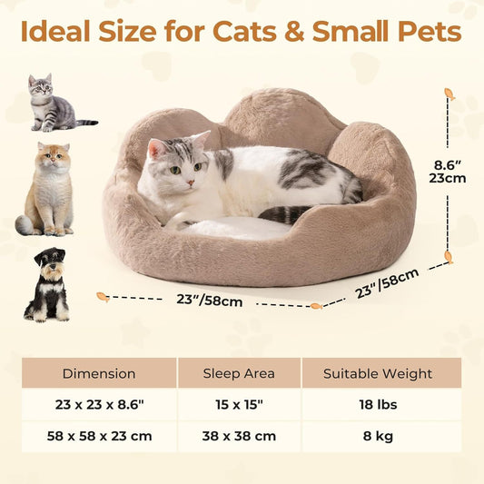 Cozy Khaki Flower Pet Bed - Washable