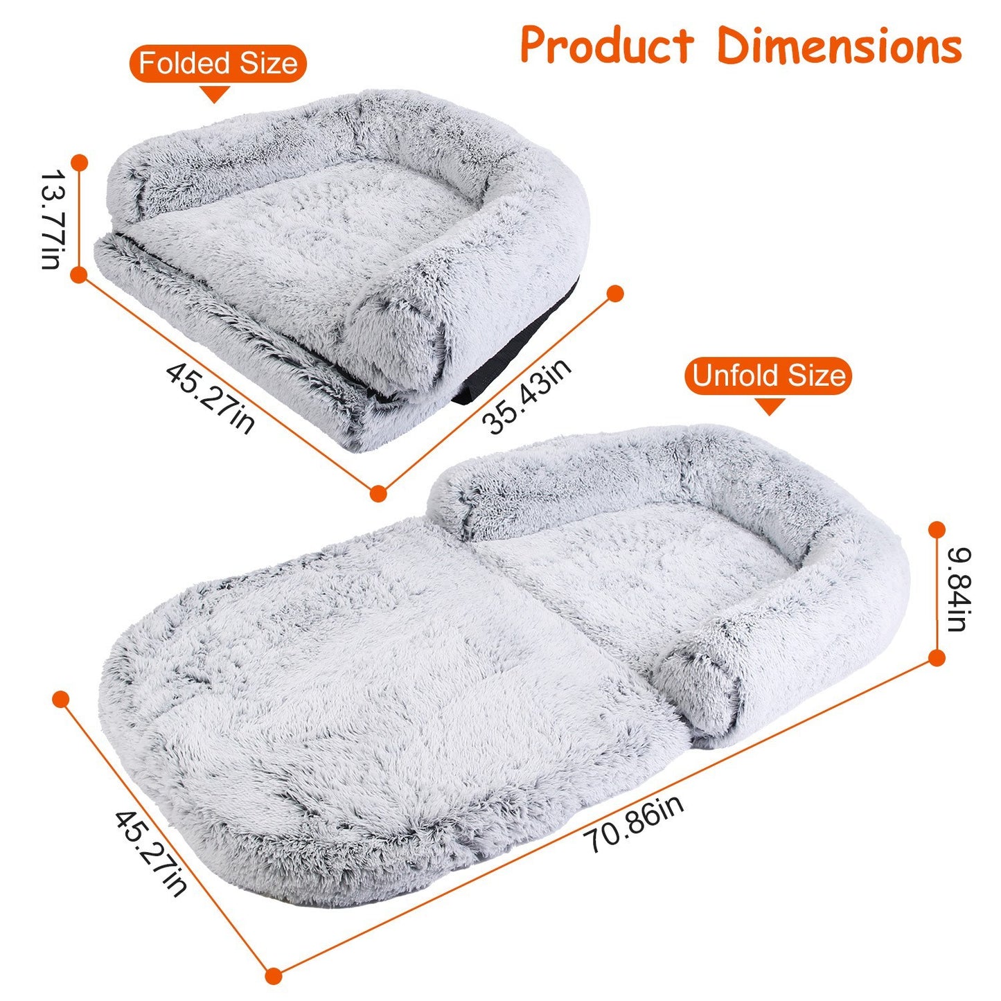 Large Foldable Human Size Dog Bed With Pillow