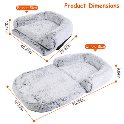 Large Foldable Human Size Dog Bed With Pillow