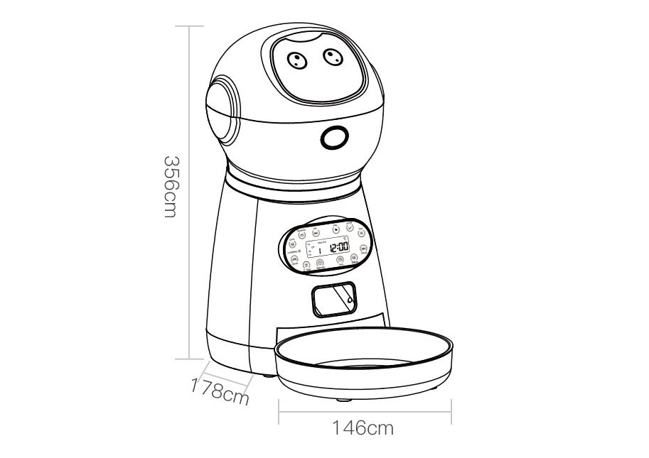 Line drawing of a kitchen appliance with dimensions labeled