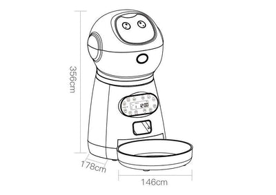 Line drawing of a kitchen appliance with dimensions labeled
